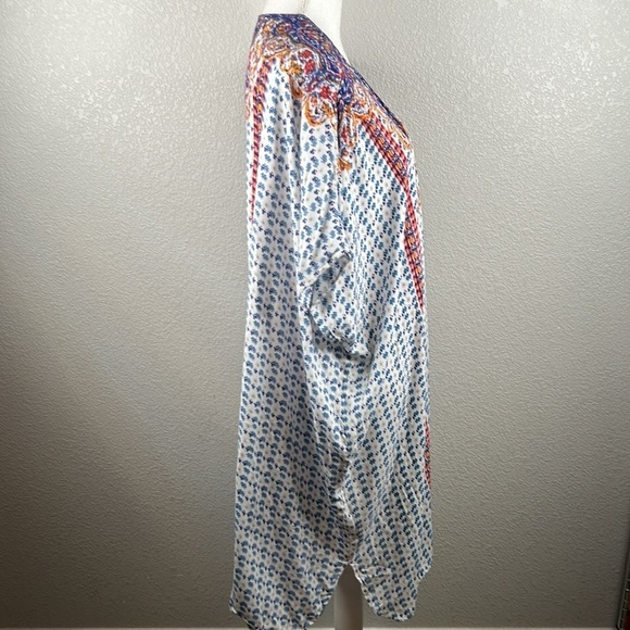 Angie Boho Floral Rayon Open Kimono Cardigan Short Sleeve Top Size Small - Picture 4 of 7